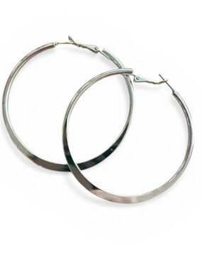 Vintage Women’s Large Silver Metal Hoop Earrings